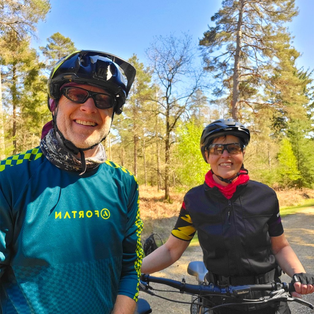 Qualified Mountain bike coach Claire with Steve